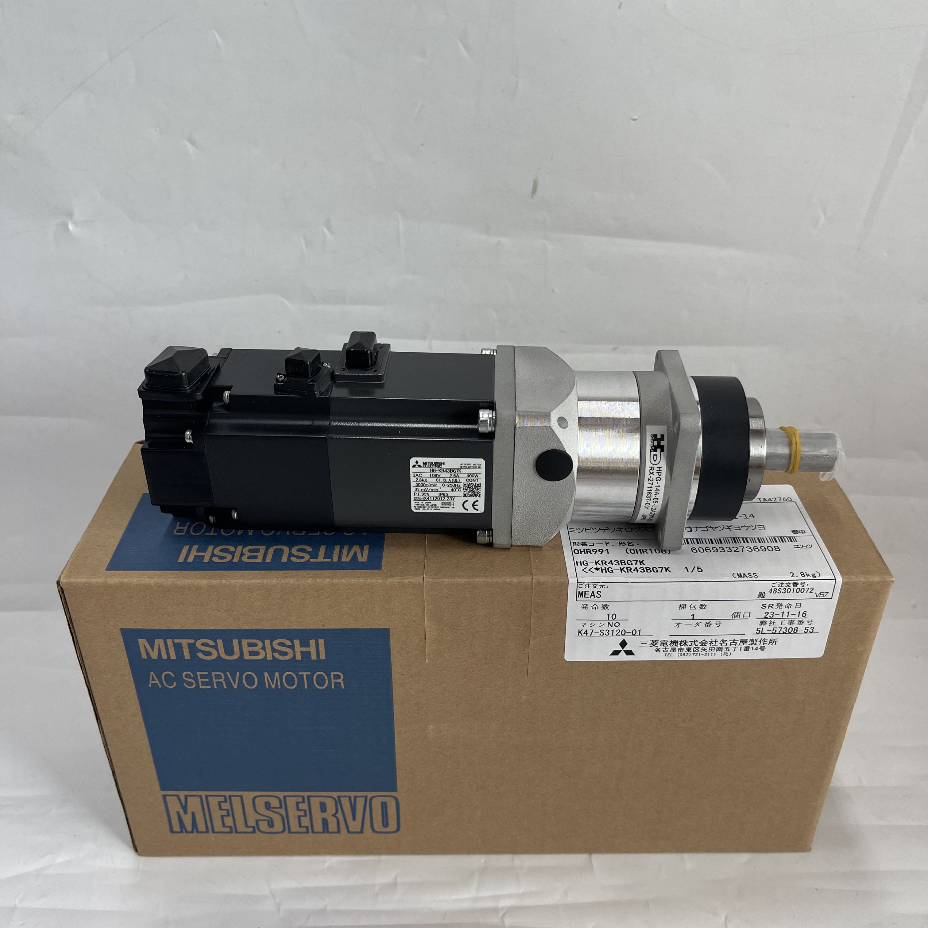 MITSUBISHI AC Servo Motor with Gearhead HG-KR43BG7K